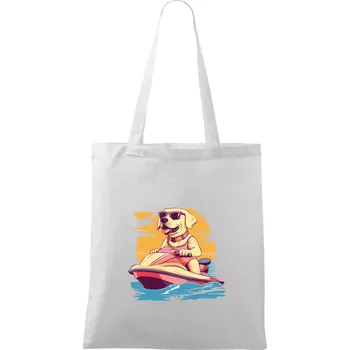 Zlatý retrívr na vodním skútru - Taška bavlněná - 42 x 38 cm ( Bílá )
