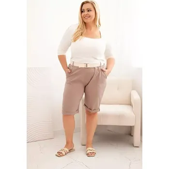 Dámské kraťasy Dámské bavlněné šortky Plus Size s páskem fango 5XL