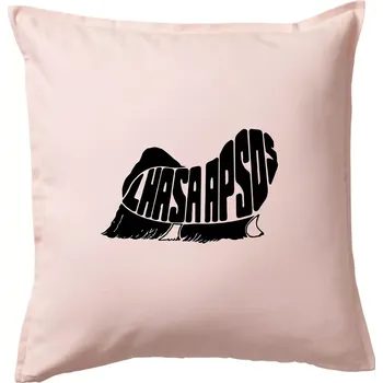 Polštář Lhasa Apso nápis v těle - Polštář 50x50 - 50x50 - Pouze potah ( Světle růžová )