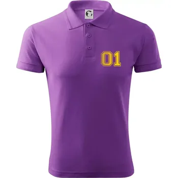 Pánská košile King - Queen - 01 dres - zlatý potisk - Polokošile pánská Pique Polo 203 - 4XL ( Fialová )