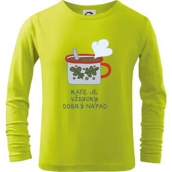 Chlapecké tričko Kafe je vždycky dobrý nápad (studio-arte.cz) - Triko dětské Long Sleeve - 158 cm/12 let ( Limetková )