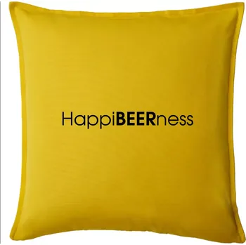 Polštář Pivní nápisy HappiBEERness - Polštář 50x50 - 50x50 - Pouze potah ( Žlutá )