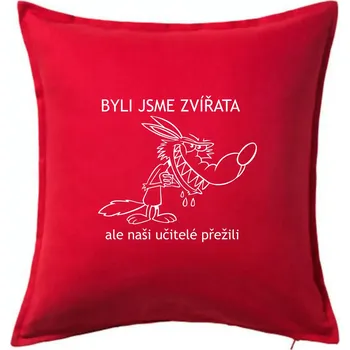 Polštář Školní triko - Zvířata - Polštář 50x50 - 50x50 - Pouze potah ( Červená )
