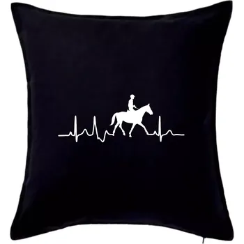 Polštář EKG kůň přeskok - Polštář 50x50 - 50x50 - Pouze potah ( Černá )