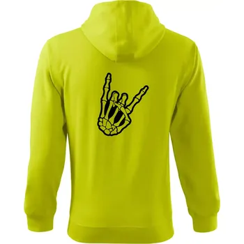Pánská mikina Rock ruka - Mikina s kapucí na zip trendy zipper - XL ( Limetková )