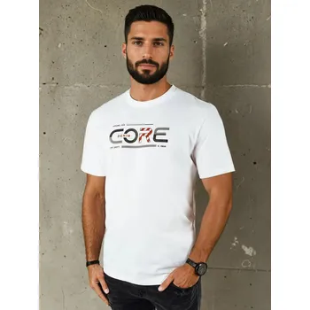 Pánská móda Bílé pánské tričko s potiskem CORE RX5418 Velikost: M