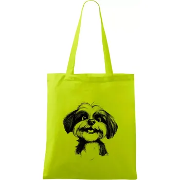 Lhasa Apso karikatura hlava - Taška bavlněná - 42 x 38 cm ( Limetková )