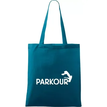 Nákupní taška Parkour - salto - Taška bavlněná - 42 x 38 cm ( Petrolejová )