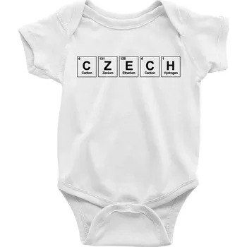 Kojenecké oblečení CZECH - periodická tabulka - Body kojenecké s krátkým rukávem - Krátký r. 12-18 měs ( Bílá )