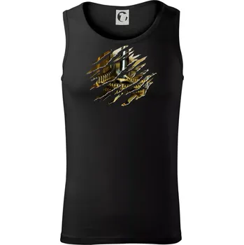 Roztržené triko - hodinový strojek - Tílko pánské Core - M ( Černá )