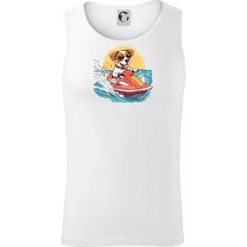 Jack russell teriér na vodním skútru - Tílko pánské Core - XL ( Bílá )