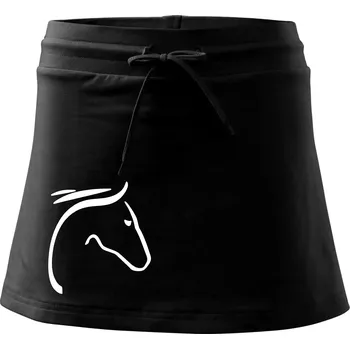 Dámská sukně Kůň - hlava silueta - Sportovní sukně - two in one - XL ( Černá )