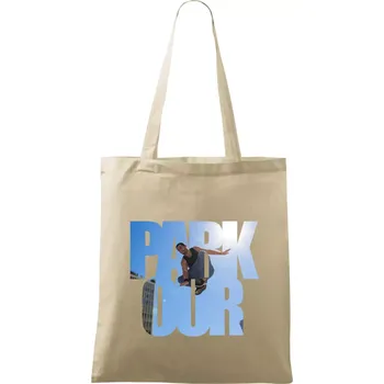 Nákupní taška Parkour nápis nebe - Taška bavlněná - 42 x 38 cm ( Naturální )