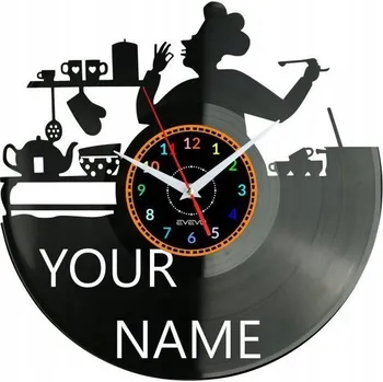 Hodiny Kuchař Tvé Jméno Nástěnné Hodiny Vinylová Deska Moderní Dekorativní Na P