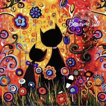 Úplet, Dvě černé kočičky, panel (E) (Luxusní vzory z Turecka)