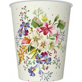 Jednorázové nádobí Papírové Kelímky Pol-Mak květiny 250 ml 8 ks