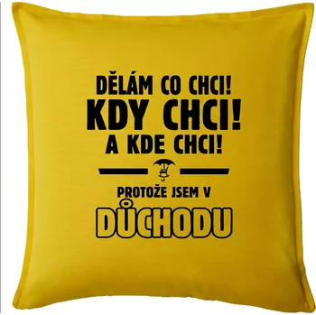 Polštář Dělám co chci, kdy chci důchod - Polštář 50x50 - 50x50 - Pouze potah ( Žlutá )