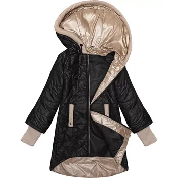 Černá dámská prošívaná bunda s ozdobnými stahovacími lemy S'West (B8345-1) odstíny černé 50