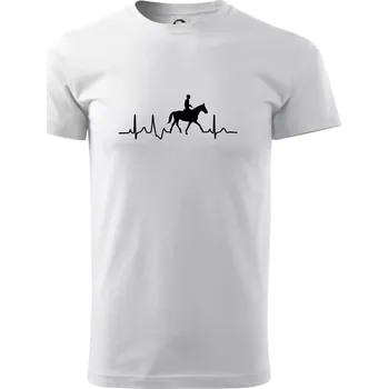 Pánské tričko EKG jízda na koni - Triko extra velké (5-8XL) - 6XL ( Bílá )