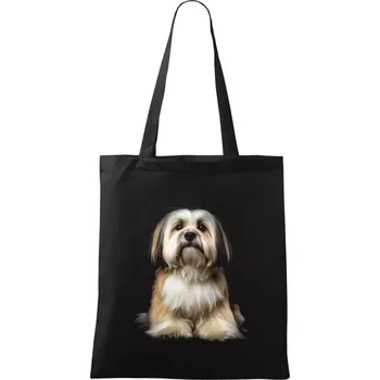 Nákupní taška Lhasa Apso černá fotka - Taška bavlněná - 42 x 38 cm ( Černá )
