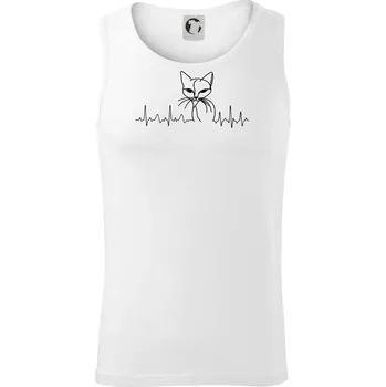 EKG křivka kočka - Tílko pánské Core - S ( Bílá )