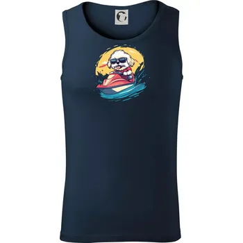 Lhasa Apso na vodním skútru - Tílko pánské Core - XL ( Námořní modrá (velmi tmavá - téměř černá) )