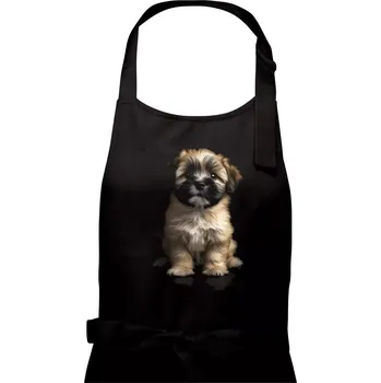 Kuchyňská zástěra Lhasa Apso štěně černá fotka - Pánská zástěra na vaření - Univerzální velikost ( Černá )