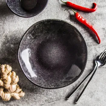 Talíř Kameninový hluboký talíř ORGANIC HAND MADE tmavě zelený 23,5 cm