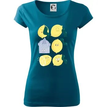 Dámské tričko Citroni kreslení (studio-arte.cz) - Dámské triko Pure - L ( Petrolejová )