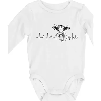 Kojenecký body EKG křivka kráva - Body kojenecké s dlouhým rukávem - Dlouhý r. do 3 měs ( Bílá )