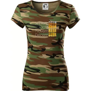 Dámské tričko Pivní měsíce - Všechny - Dámské maskáčové triko - XL ( Hnědý maskáč )