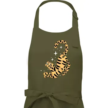Kuchyňská zástěra Tygr s hvězdami (studio-arte.cz) - Dámská zástěra na vaření - Univerzální velikost ( Khaki )