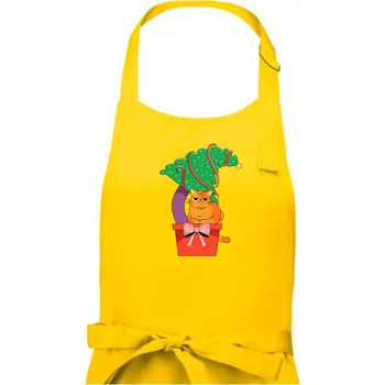 Kuchyňská zástěra Kočka a stromeček - Pánská zástěra na vaření - Univerzální velikost ( Žlutá )
