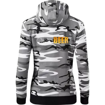 Dámská mikina Pivní měsíce - octoBEER - Dámská mikina trendy zipper s kapucí - XS ( Šedý maskáč )