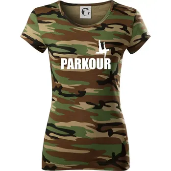 Dámské tričko Parkour - na jedné ruce - Dámské maskáčové triko - XS ( Hnědý maskáč )