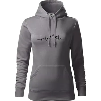 Dámská mikina EKG trojskok - Mikina dámská Cape s kapucí - S ( Ocelově šedá )