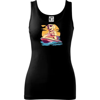 Zlatý retrívr na vodním skútru - Dámské tílko - XL ( Černá )