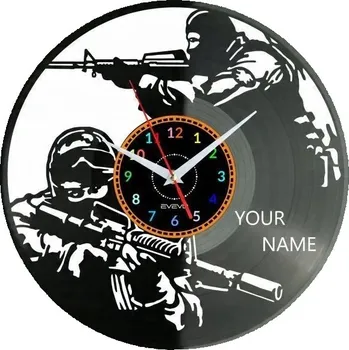 Hodiny Nástěnné hodiny s motivem Vaše vojenská jednotka / Vaše jméno - vinylová deska, moderní design