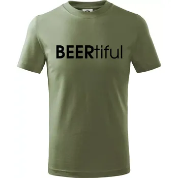 Pivní nápisy BEERtiful - Tričko dětské bavlněné - 158 cm/12 let ( Khaki )