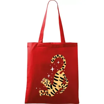 Nákupní taška Tygr s hvězdami (studio-arte.cz) - Taška bavlněná - 42 x 38 cm ( Červená )