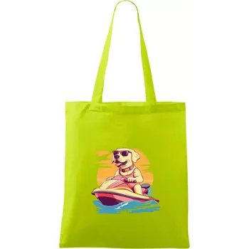 Zlatý retrívr na vodním skútru - Taška bavlněná - 42 x 38 cm ( Limetková )