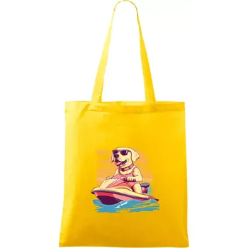 Zlatý retrívr na vodním skútru - Taška bavlněná - 42 x 38 cm ( Žlutá )
