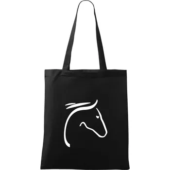 Nákupní taška Kůň - hlava silueta - Taška bavlněná - 42 x 38 cm ( Černá )
