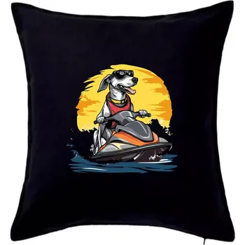 Polštář Chrt na vodním skútru - Polštář 50x50 - 50x50 - Pouze potah ( Černá )