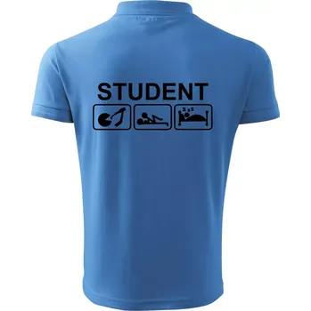 Pánská košile Pít užívat spát - student - Polokošile pánská Pique Polo 203 - M ( Azurově modrá )