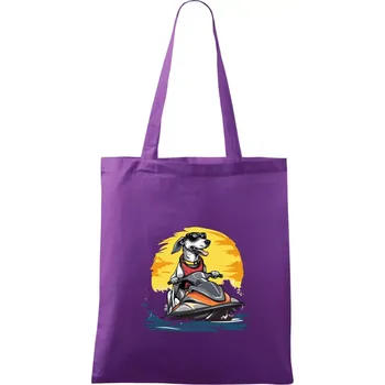 Chrt na vodním skútru - Taška bavlněná - 42 x 38 cm ( Fialová )