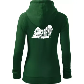 Dámská mikina Lhasa Apso nápis v těle - Dámská mikina trendy zipper s kapucí - L ( Lahvově zelená )