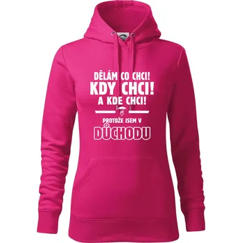 Dámská mikina Dělám co chci, kdy chci důchod - Mikina dámská Cape s kapucí - 2XL ( Purpurová )