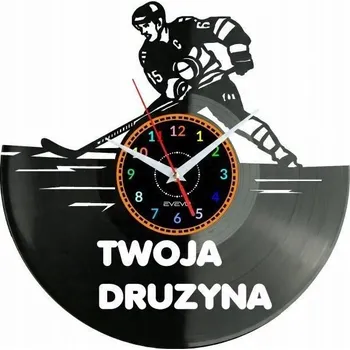 Hodiny Hokey Nástěnné Hodiny s Názvem Vašeho Týmu - Vinylová Deska - Moderní Dekorace