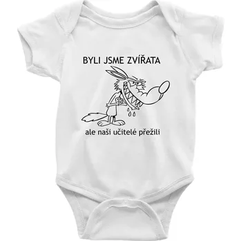 Kojenecký body Školní triko - Zvířata - Body kojenecké s krátkým rukávem - Krátký r. do 3 měs ( Bílá )